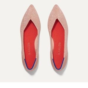 Rothy’s rose gold pink point flats, size 11